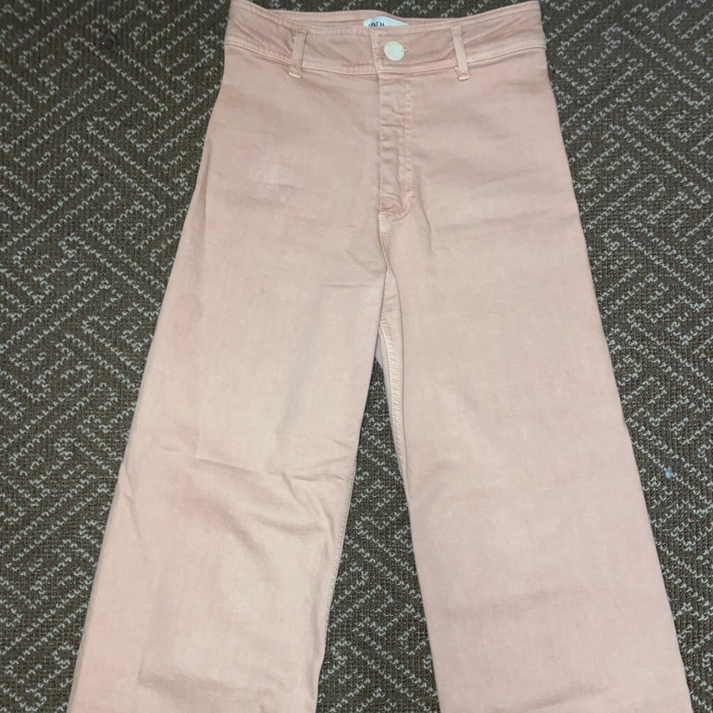 ZARA marine straight leg jeans pink/salmon size 4